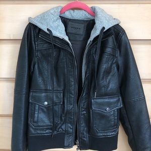 BlankNYC leather jacket with hoodie